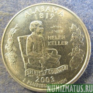 Монета 25 центов, 2003, США  (Alabama)