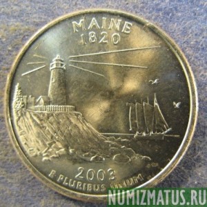 Монета 25 центов, 2003, США  (Maine)