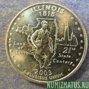 Монета 25 центов, 2003, США  (Illinois)