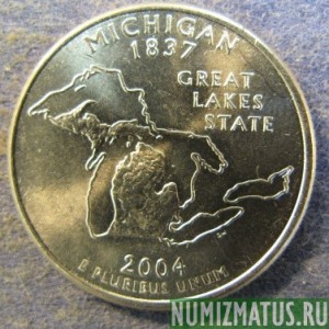 Монета 25 центов, 2004, США  (Michigan)