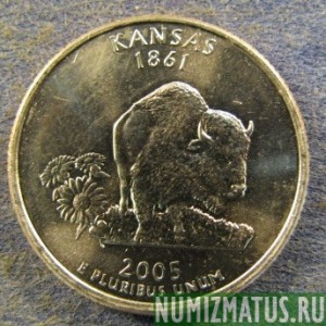 Монета 25 центов, 2005, США  ( Kansas)