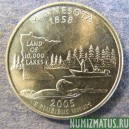 Монета 25 центов, 2005, США  ( Minnesota)