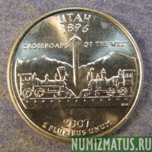 Монета 25 центов, 2007, США  ( Utah )