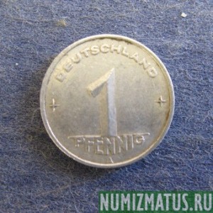 Монета 1 пфенинг, 1948-1950, ГДР