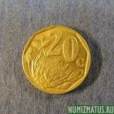 Монета 20 центов, 2000-2004, ЮАР