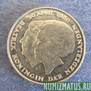 Монета 1 гульден, 1980, Нидерланды