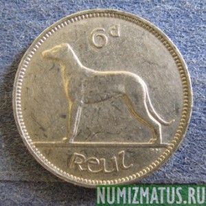 Монета 6 пенсов, 1939-1940, Ирландия