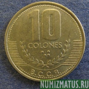 Монета 10 колун, 1997-1999,  Коста Рика 