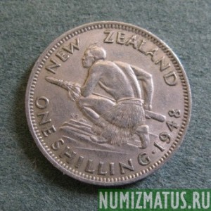 Монета 1 шилинг, 1948-1952, Новая Зеландия