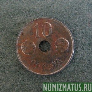Монета 10 пенни, 1943-1945, Финляндия