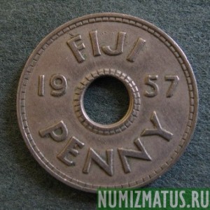 Монета 1 пенни, 1954-1968, Фиджи