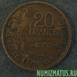 Монета 20 франков, 1950 В, Франция. "GEORGES GUIRAUD"