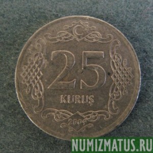 Монета  25 куруш, 2009-2011, Турция
