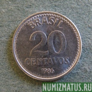Монета 20 центавос, 1986-1988, Бразилия