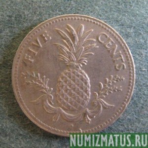 Монета 5  центов, 1974-2006, Багамы