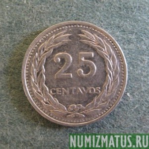 Монета 25 центавос, 1970-1977 , Сальвадор