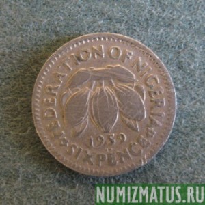 Монета 6 пенсов, 1959, Нигерия