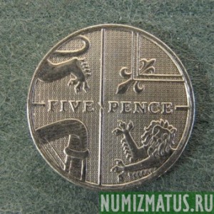Монета 5 пенсов, 2008-2012, Великобритания