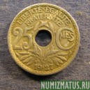 Монета 25 сантимов, 1917-1937, Франция
