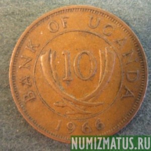 Монета  10 центов, 1966-1975, Уганда