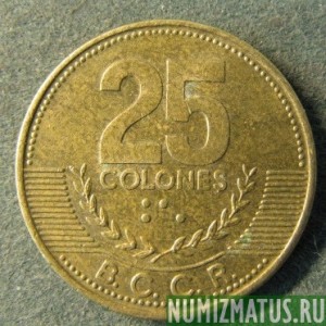 Монета 25 колонов, 2001, 2003, Коста Рика