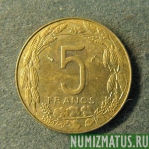 Монета 5 франков, 19773-1998(а), Центральная Африка