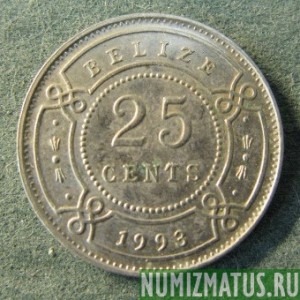 Монета 25 центов, 1974-2007, Белиз