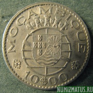 Монета 10 эскудо, 1968-1974, Мозамбик