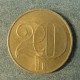 Монета 20 гелеров, 1991-1992, Чехословакия