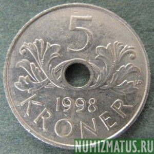 Монета 5 крон,1998-2012, Норвегия