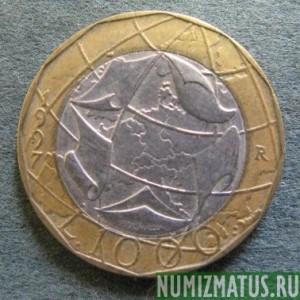 Монета 1000 лир, 1997R , Италия (карта до объеденения)