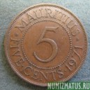 Монета 5 центов, 1956-1978, Маврикий
