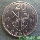 Монета 20 цедис, 1991 и 1995, Гана