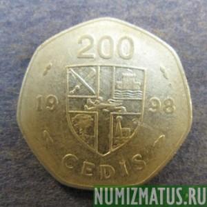 Монета 200 цедис, 1996-1998, Гана