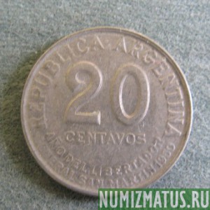 Монета 20 центаво, 1950, Аргентина