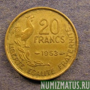 Монета 20 франков, 1950-1953, Франция, " G. GUIRAUD"