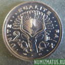 Монета 2 франка, 1977-1999, Джибути