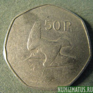 Монета 50 пенсов, 1970-2000, Ирландия