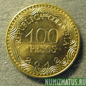 Монета 100 песо, 2012 - 2015, Колумбия