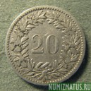 Монета 20 раппен, 1881-1938, Швейцария (магнитится)