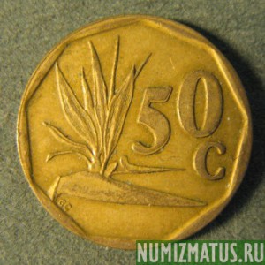 Монета 50 центов, 1990-1995, ЮАР