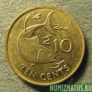 Монета 10 центов, 2007-2012, Сейшелы ( магнитная)