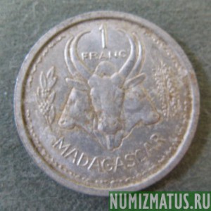 Монета  1 франк , 1948(а) и 1958(а), Мадагаскар
