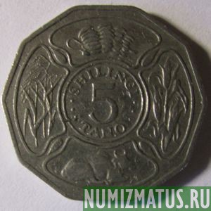 Монета 5 шилингов, 1987-1989, Танзания
