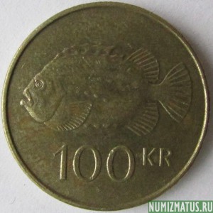 Монета 100 крон, 1995-2011, Исландия