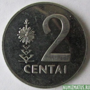 Монета 2 цента, 1991, Литва