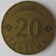 Монета 20 сантимов, 1992-2009, Латвия