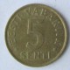 Монета 5 сенти, 1991-1995, Эстония