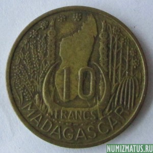 Монета 10 франков , 1953(а), Мадагаскар