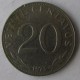Монета 20 центавос, 1987-1997, Боливия